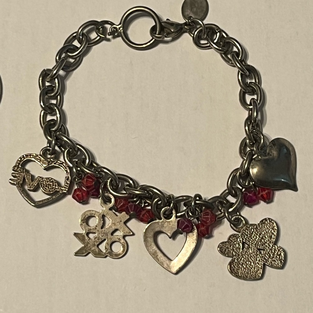 Silver Clair’s Charm Bracelet with Red Accents